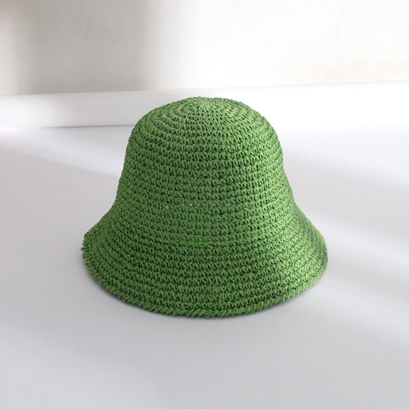 Straw Bucket Hat For Women Summer Breathable Sun-proof