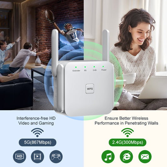 Wifi Signal Amplifier Repeater 1200M Wireless Signal Enhancement Extension 5G Wifi Repeater