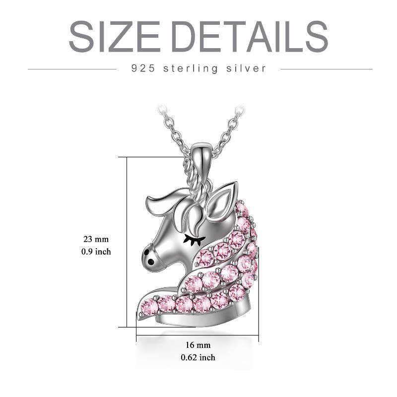 Sterling Silver Unicorn Necklace with Pink Crystals