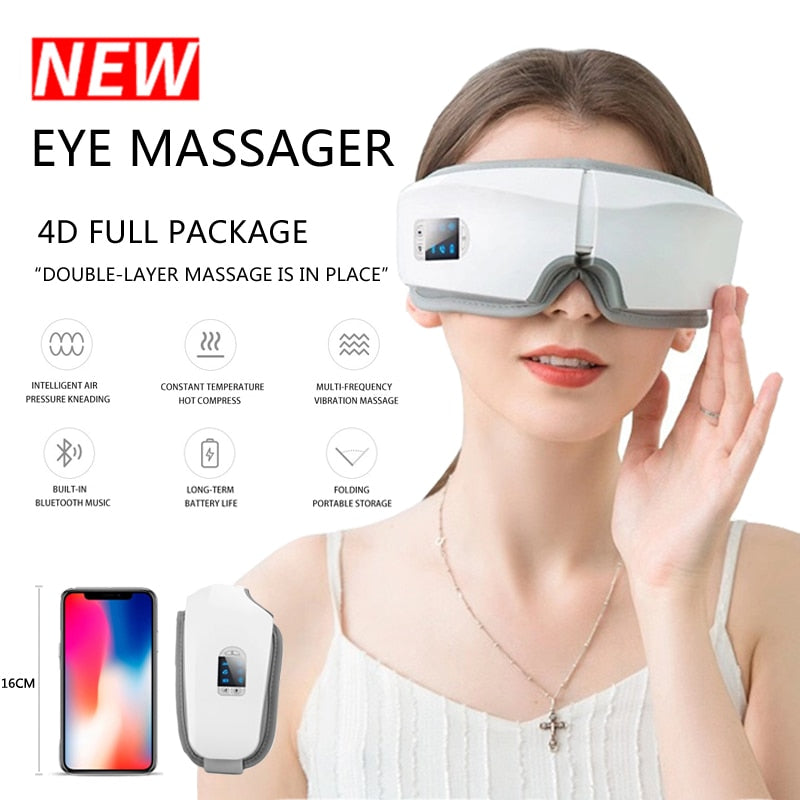 Eye Massager 4D Smart Airbag Vibration Hot Compress Bluetooth Eye Care Instrument