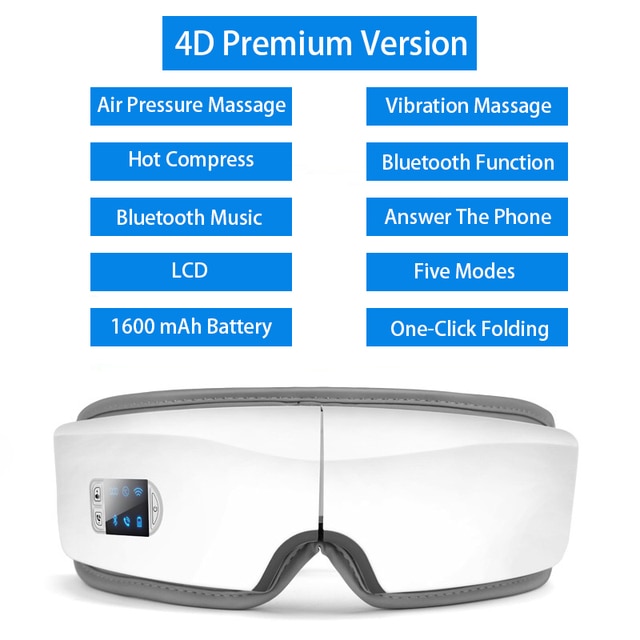 Eye Massager 4D Smart Airbag Vibration Hot Compress Bluetooth Eye Care Instrument